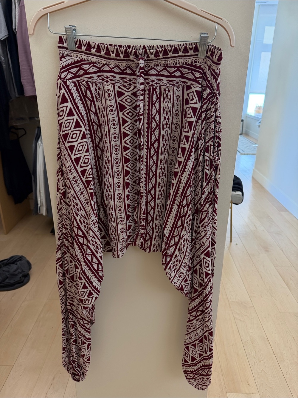 Maroon & Cream Boho Aztec Harem Jumpsuit Romper